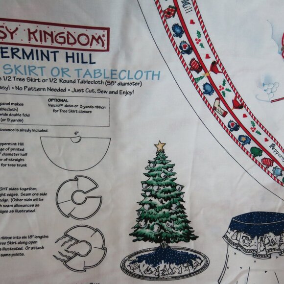Vintage Daisy Kingdom Peppermint Hill Tree Skirt Table Cloth 3 Fabric Panels - Picture 4 of 6